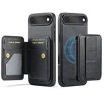 For iPhone 17 Air Fierre Shann Oil Wax Cow Leather Card Holder Back Phone Case(Black)
