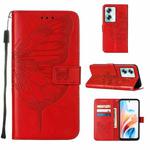 For OPPO A79 5G Embossed Butterfly Leather Phone Case(Red)