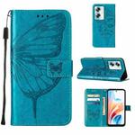 For OPPO A79 5G Embossed Butterfly Leather Phone Case(Blue)
