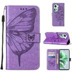 For OPPO Reno11 5G Global Embossed Butterfly Leather Phone Case(Light Purple)