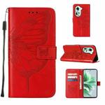 For OPPO Reno11 5G Global Embossed Butterfly Leather Phone Case(Red)