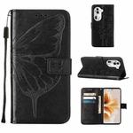 For OPPO Reno11 Pro 5G Global Embossed Butterfly Leather Phone Case(Black)