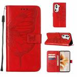 For OPPO Reno11 Pro 5G Global Embossed Butterfly Leather Phone Case(Red)