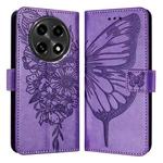 For OPPO A2 Pro 5G / A3 Pro 5G Embossed Butterfly Leather Phone Case(Light Purple)