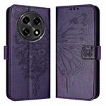For OPPO A2 Pro 5G / A3 Pro 5G Embossed Butterfly Leather Phone Case(Dark Purple)