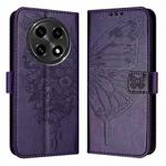 For OPPO A2 Pro 5G / A3 Pro China Embossed Butterfly Leather Phone Case(Dark Purple)