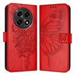 For OPPO A2 Pro 5G / A3 Pro China Embossed Butterfly Leather Phone Case(Red)