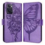 For OPPO Reno9 A JP Version Embossed Butterfly Leather Phone Case(Purple)