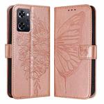 For OPPO Reno9 A JP Version Embossed Butterfly Leather Phone Case(Rose Gold)