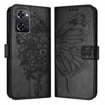 For OPPO Reno9 A JP Version Embossed Butterfly Leather Phone Case(Black)