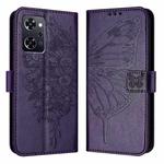 For OPPO Reno9 A JP Version Embossed Butterfly Leather Phone Case(Dark Purple)
