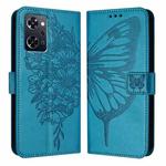 For OPPO Reno9 A JP Version Embossed Butterfly Leather Phone Case(Blue)