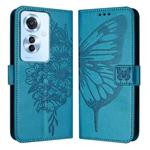 For OPPO F25 Pro 5G India Embossed Butterfly Leather Phone Case(Blue)