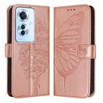 For OPPO Reno 11F 5G Global Embossed Butterfly Leather Phone Case(Rose Gold)