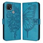 For OPPO A15 / A15s / A35 2021 Embossed Butterfly Leather Phone Case(Blue)