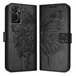 For OPPO A36 4G/A76 4G/A96 4G/K10 4G Embossed Butterfly Leather Phone Case(Black)
