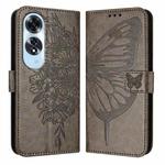 For OPPO A60 4G Global Embossed Butterfly Leather Phone Case(Grey)