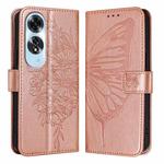 For OPPO A60 4G Global Embossed Butterfly Leather Phone Case(Rose Gold)
