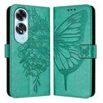 For OPPO A60 4G Global Embossed Butterfly Leather Phone Case(Green)