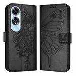 For OPPO A60 4G Global Embossed Butterfly Leather Phone Case(Black)