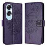 For OPPO A60 4G Global Embossed Butterfly Leather Phone Case(Dark Purple)