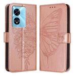 For OPPO A77 5G / A97 5G Embossed Butterfly Leather Phone Case(Rose Gold)