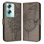 For OPPO A79 5G Global Embossed Butterfly Leather Phone Case(Grey)