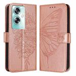For OPPO A79 5G Global Embossed Butterfly Leather Phone Case(Rose Gold)