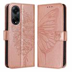 For OPPO A98 5G / F23 5G India Embossed Butterfly Leather Phone Case(Rose Gold)