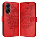 For OPPO A98 5G / F23 5G India Embossed Butterfly Leather Phone Case(Red)