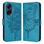 For OPPO A98 5G / F23 5G India Embossed Butterfly Leather Phone Case(Blue)