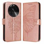 For OPPO Find X6 Embossed Butterfly Leather Phone Case(Rose Gold)