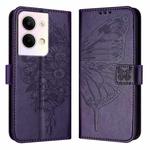 For OPPO Reno9 5G / Reno9 Pro 5G Embossed Butterfly Leather Phone Case(Dark Purple)