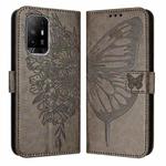 For OPPO A95 4G Global / Reno6 Lite Embossed Butterfly Leather Phone Case(Grey)
