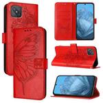 For OPPO A92s Embossed Butterfly Leather Phone Case(Red)