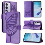 For OPPO A3 Pro 5G Global Embossed Butterfly Leather Phone Case(Light Purple)