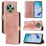 For OPPO Reno12 F 5G Global Embossed Butterfly Leather Phone Case(Rose Gold)