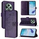 For OPPO Reno12 F 5G Global Embossed Butterfly Leather Phone Case(Dark Purple)