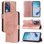 For OPPO A80 5G EU Embossed Butterfly Leather Phone Case(Rose Gold)