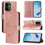 For OPPO Reno13 F 5G Global Embossed Butterfly Leather Phone Case(Rose Gold)