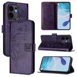 For OPPO Reno13 F 5G Global Embossed Butterfly Leather Phone Case(Dark Purple)