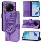 For OPPO A5 Pro China Embossed Butterfly Leather Phone Case(Light Purple)