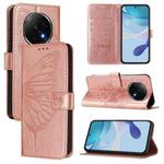 For OPPO A5 Pro China Embossed Butterfly Leather Phone Case(Rose Gold)