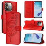 For OPPO A5 Pro 5G Global Embossed Butterfly Leather Phone Case(Red)