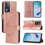 For OPPO A5 5G Global / A3 Pro 5G Global Embossed Butterfly Leather Phone Case(Rose Gold)