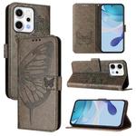 For OPPO Reno14 5G Global Embossed Butterfly Leather Phone Case(Grey)