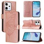 For OPPO Reno14 5G Global Embossed Butterfly Leather Phone Case(Rose Gold)