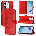 For OPPO A5x 4G Global / 5G Global Embossed Butterfly Leather Phone Case(Red)