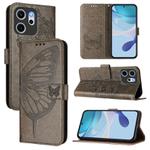 For OPPO Reno14 F 5G Embossed Butterfly Leather Phone Case(Grey)