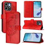 For OPPO Reno14 F 5G Embossed Butterfly Leather Phone Case(Red)